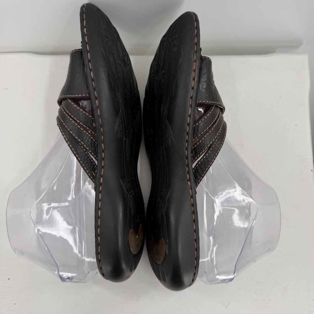 Born Sandals Womens 7 Black Leather Slide Comfort Slip On Casual Shoes - Picture 6 of 12